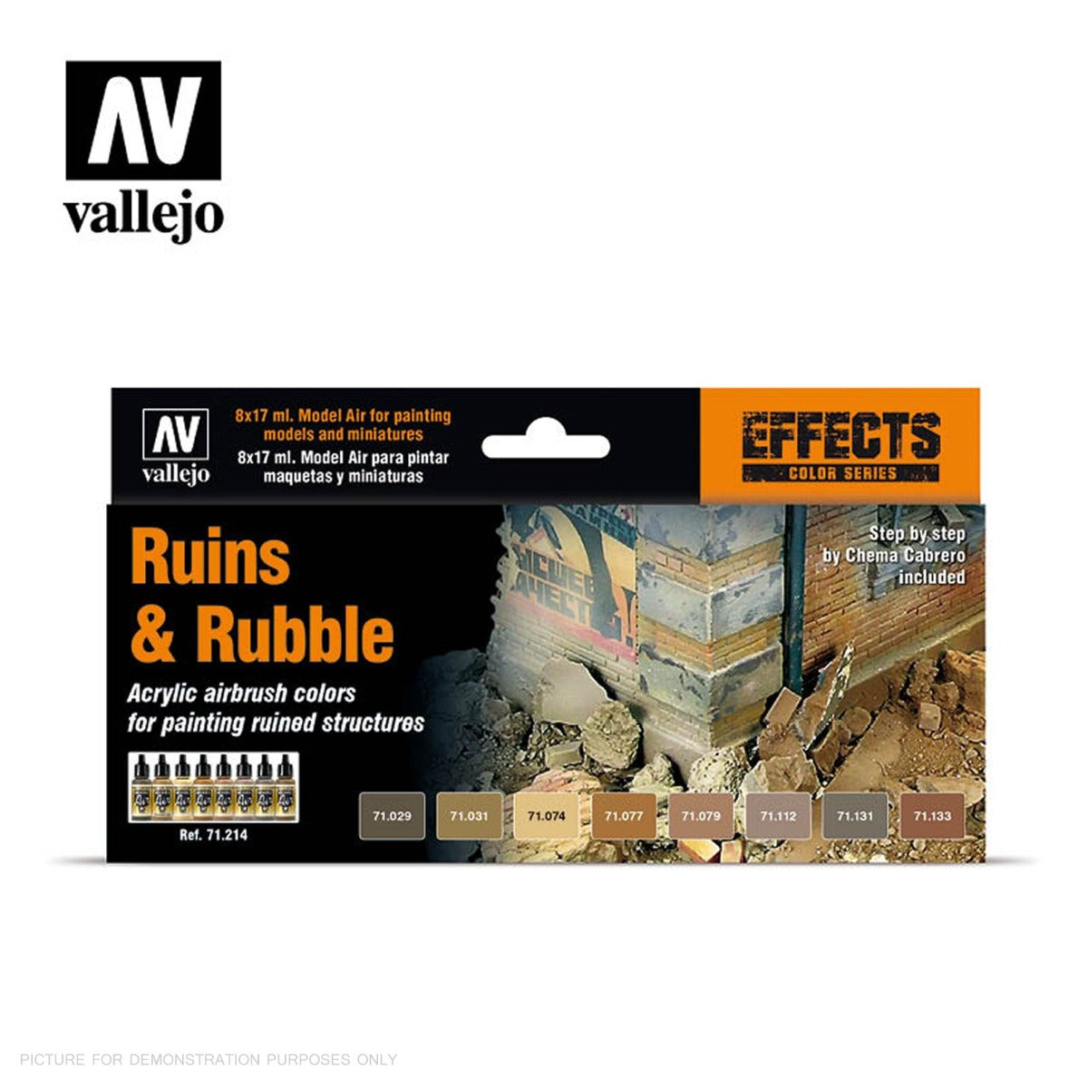Vallejo Model Air - Ruins & Rubble 8 Colour Acrylic Paint Set