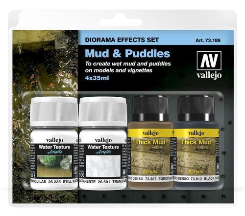 Vallejo Diorama Effects Set Mud & Puddles (4) 35ml - Ozzie Collectables