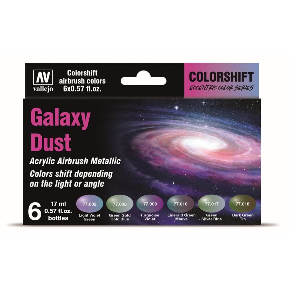 Vallejo Eccentric The Shifters Galaxy Dust (6 Colour Set) Acrylic Airbrush Paint - Ozzie Collectables