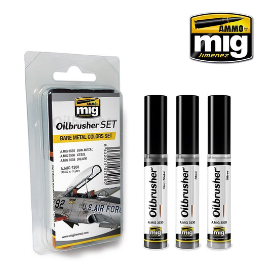 Ammo by MIG Oilbrushers Bare Metal Colors Set