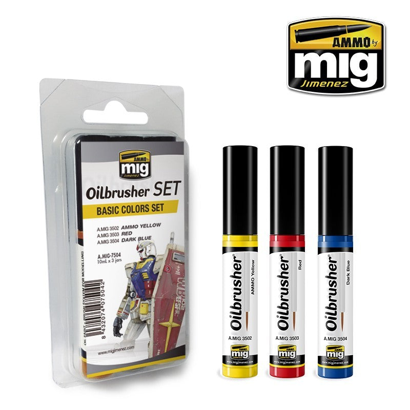 Ammo by MIG Oilbrushers Basic Colors Set