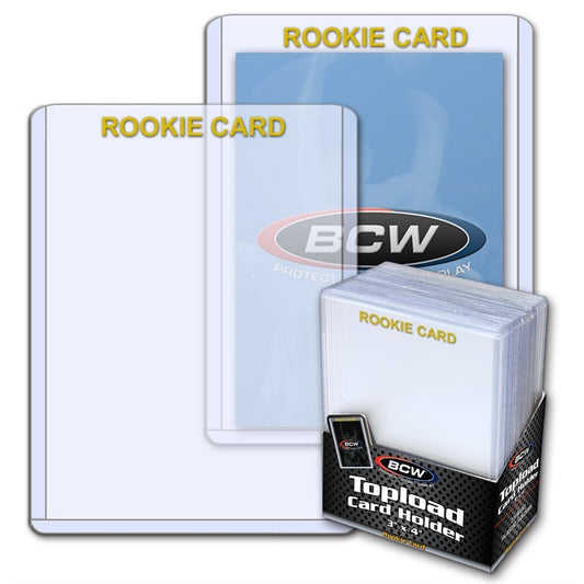 BCW Toploader Card Holder Rookie Imprinted Gold (3" x 4") (25 Holders Per Pack)