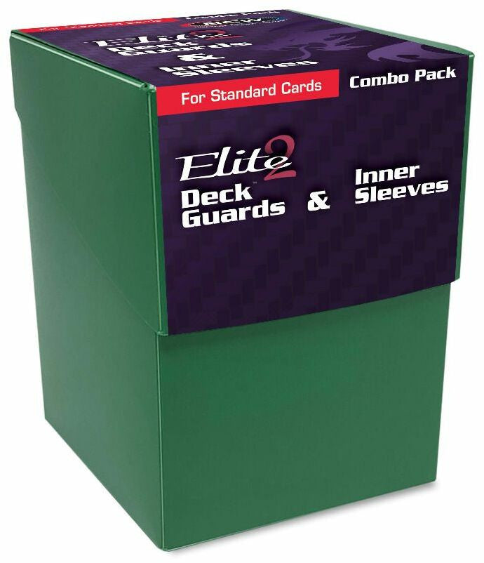 BCW Deck Case Box, Deck Protectors and Inner Sleeves Standard Elite2 Combo Pack Glossy Green