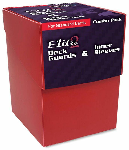 BCW Deck Case Box, Deck Protectors and Inner Sleeves Standard Elite2 Combo Pack Glossy Red