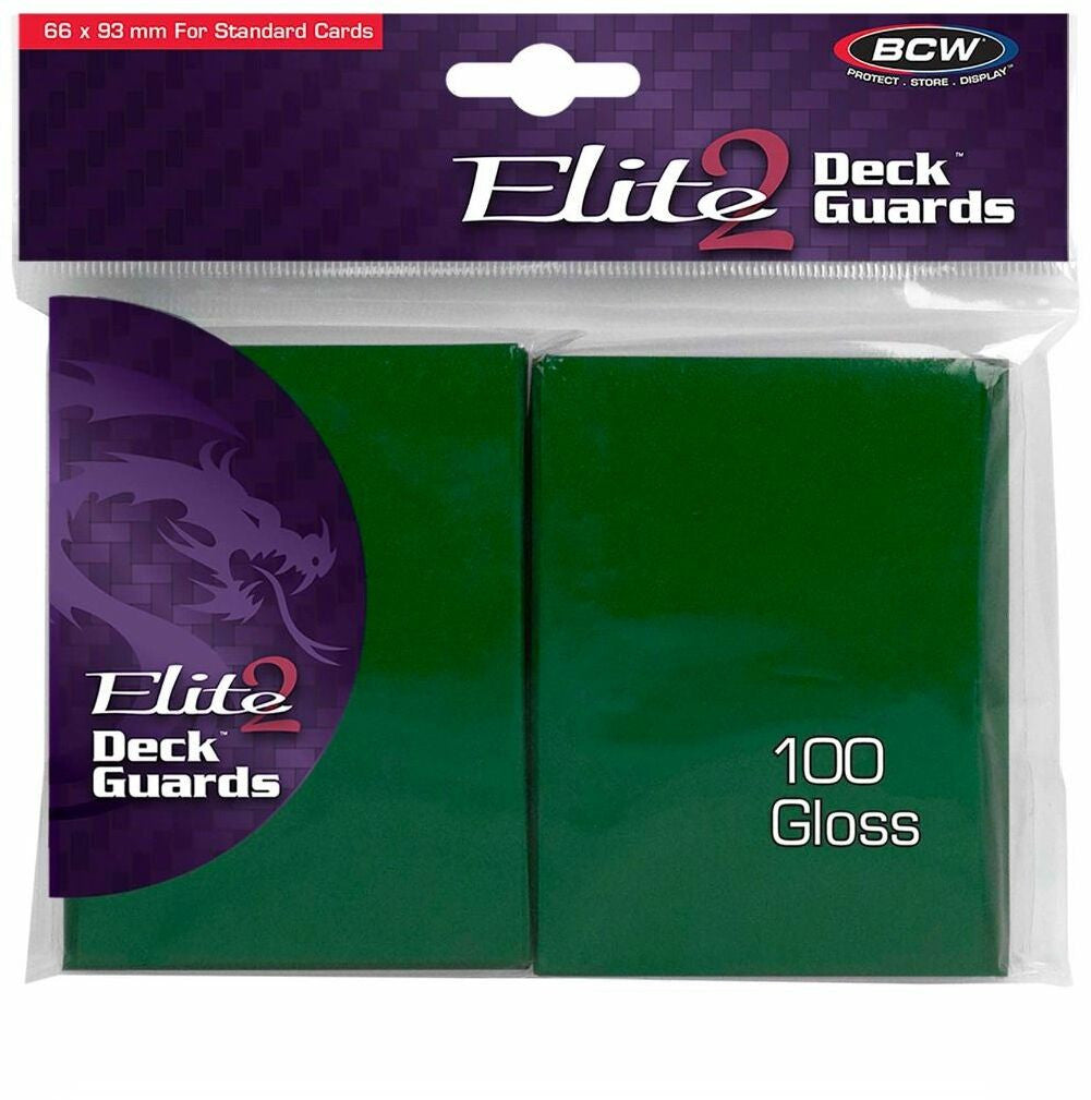 BCW Deck Protectors Standard Elite2 Glossy Green (66mm x 93mm) (100 Sleeves Per Pack)