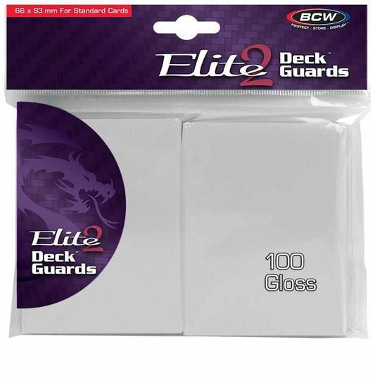 BCW Deck Protectors Standard Elite2 Glossy White (66mm x 93mm) (100 Sleeves Per Pack)