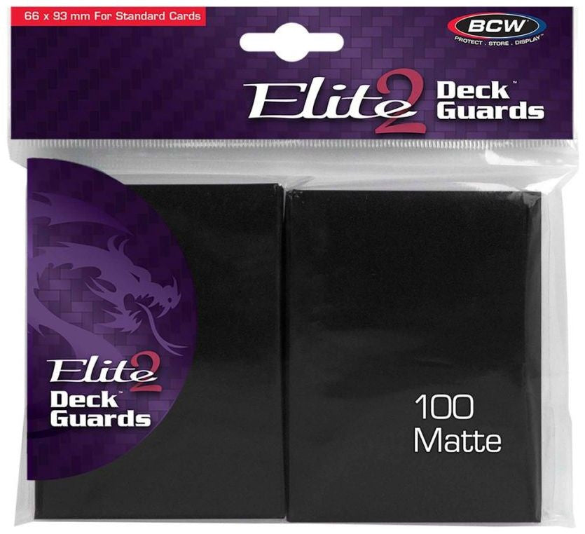 BCW Deck Protectors Standard Elite2 Matte Black (66mm x 93mm) (100 Sleeves Per Pack)