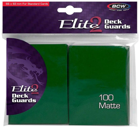 BCW Deck Protectors Standard Elite2 Matte Green (66mm x 93mm) (100 Sleeves Per Pack)