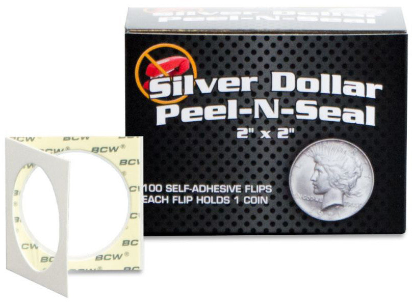 BCW Peel n Seal Paper Flips Adhesive Dollar (2" x 2") (100 Flips Per Box)