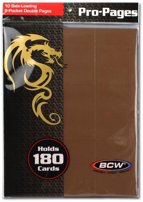 BCW Pro Pages 9 Pocket Pages Side Loading Brown (10 Pages Per Pack)