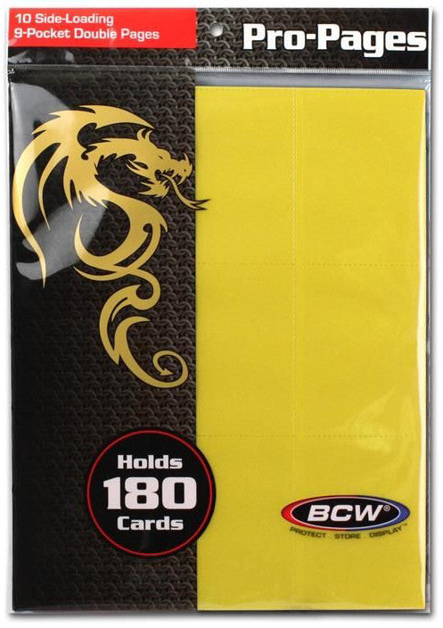 BCW Pro Pages 9 Pocket Pages Side Loading Yellow (10 Pages Per Pack)