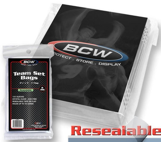 BCW Team Set Bags Resealable (3" 3/8 x 5") (100 Bags Per Pack)