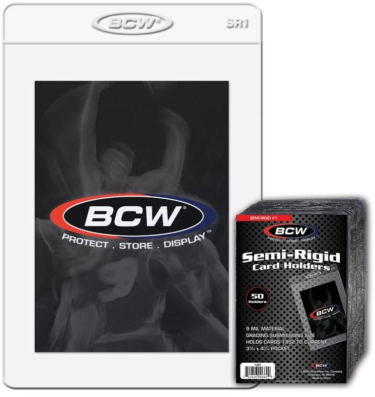 BCW Semi Rigid Card Holder #1 (3" 5/16 x 4" 15/16) (50 Holders Per Pack)