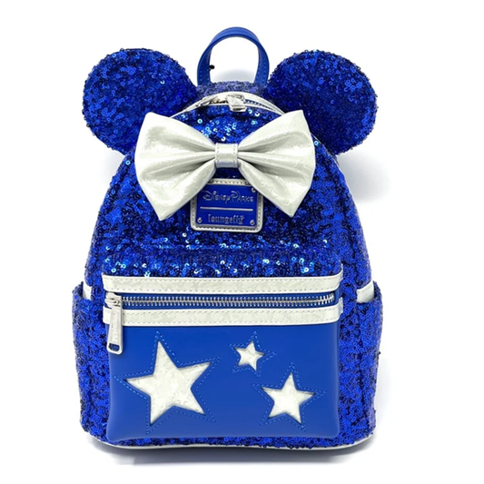 Loungefly Disney Minnie Mouse Blue Sequined Mini Backpack