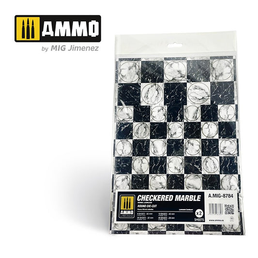 Ammo by MIG - Dioramas - Marble - Checkered Marble - Round Die Cut Marble Bases 2pc
