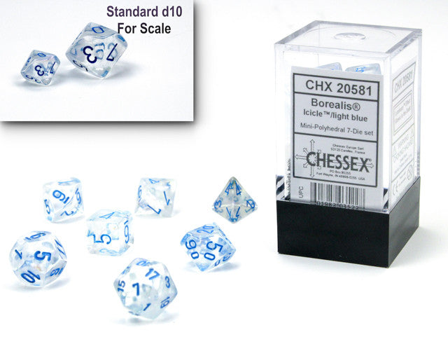 Chessex D7-Die Set Borealis Mini-Polyhedral Icicle/light blue Luminary