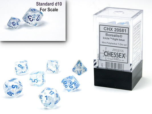 Chessex D7-Die Set Borealis Mini-Polyhedral Icicle/light blue Luminary