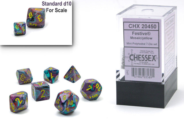 Chessex D7-Die Set Festive Mini-Polyhedral Mosaic/yellow
