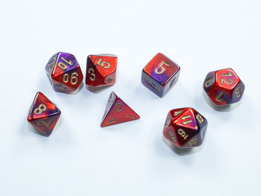 Chessex D7-Die Set Gemini Mini-Polyhedral Purple-Red/gold