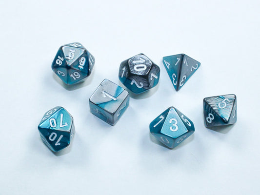 Chessex D7-Die Set Gemini Mini-Polyhedral Steel-Teal/white