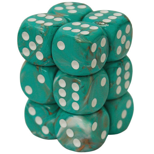 CHX 27603 Marble 16mm d6 Oxi Copper/White Block (12) - Ozzie Collectables