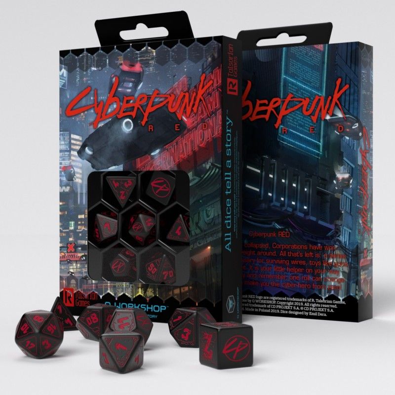 Q Workshop Cyberpunk Red Rpg Dice Set: Blood Over Chrome