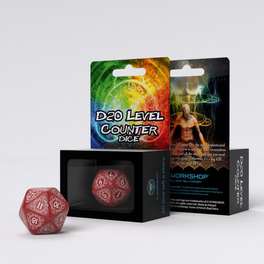 Q Workshop D20 Red & White Card Game Level Counter