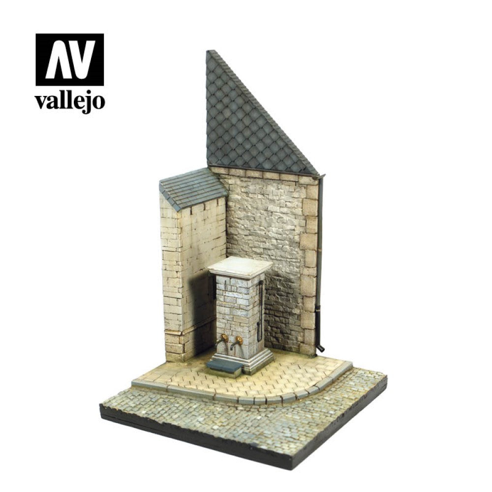 Vallejo SC004 Street Corner with Waterpump Normandy Scenic Base - Ozzie Collectables