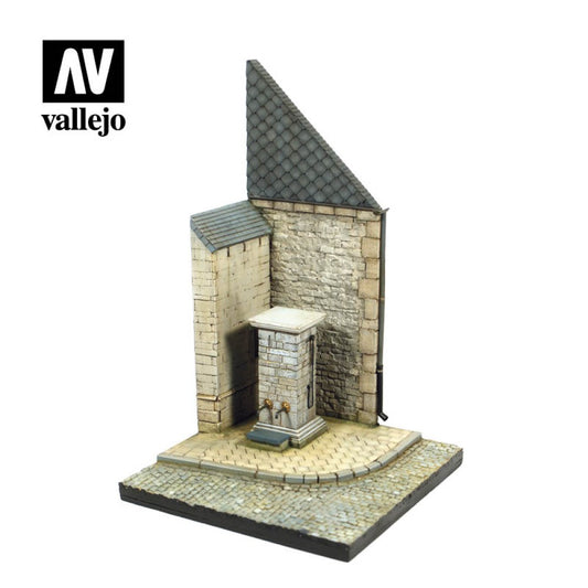 Vallejo SC004 Street Corner with Waterpump Normandy Scenic Base - Ozzie Collectables