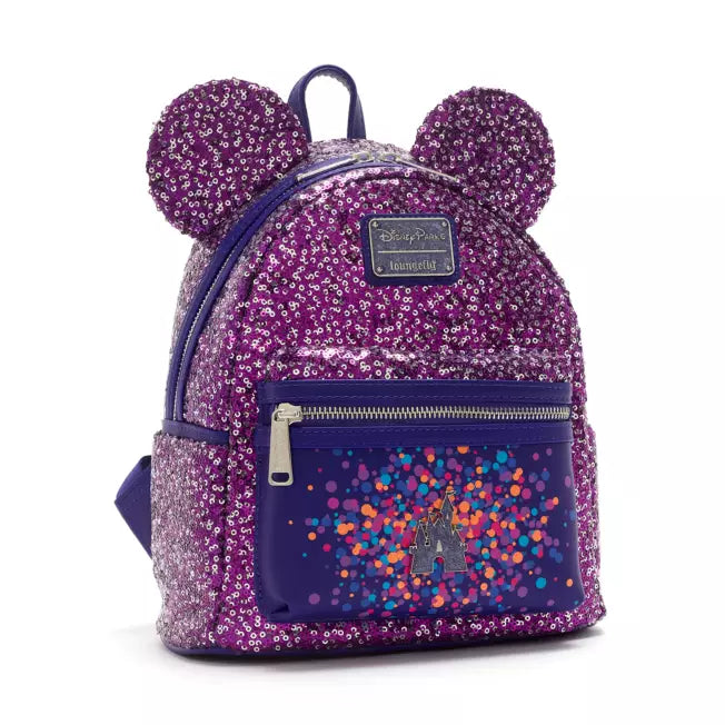 Loungefly Disneyland Paris 30th Anniversary Purple Sparkle Mini Backpack