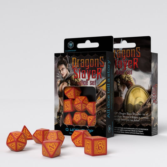Q Workshop Dragon Slayer Red & Orange Dice Set 7