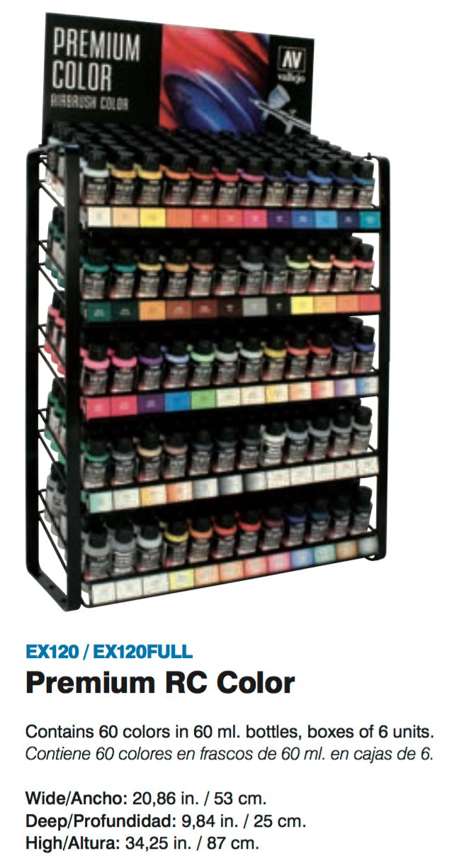 Vallejo Premium Colour 60ml Complete Range Display (Stand with Paints) - Ozzie Collectables