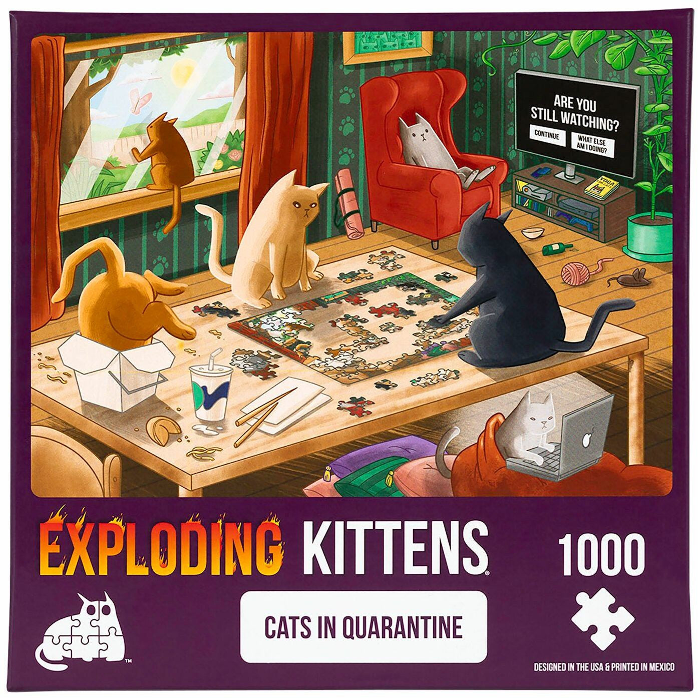 Exploding Kittens Puzzle Cats in Quarantine 1,000 pieces