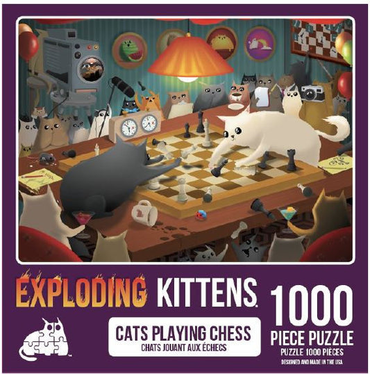 Exploding Kittens Puzzle Cats Playing Chess 1,000 pieces