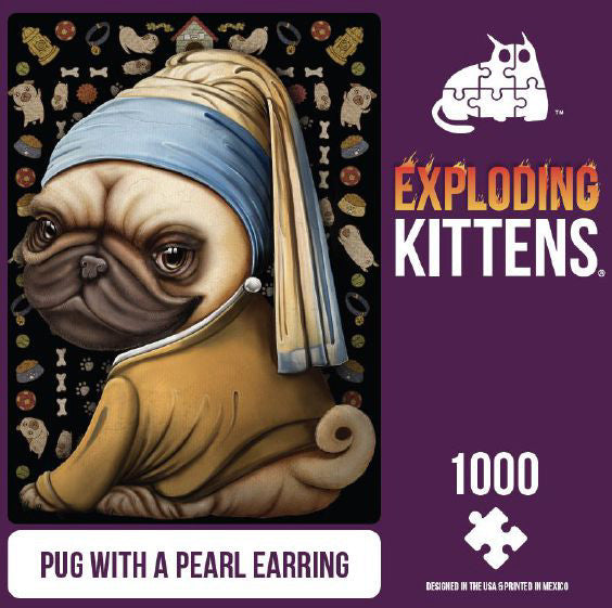 Exploding Kittens Puzzle Pug with a Pearl Earring 1,000 pieces