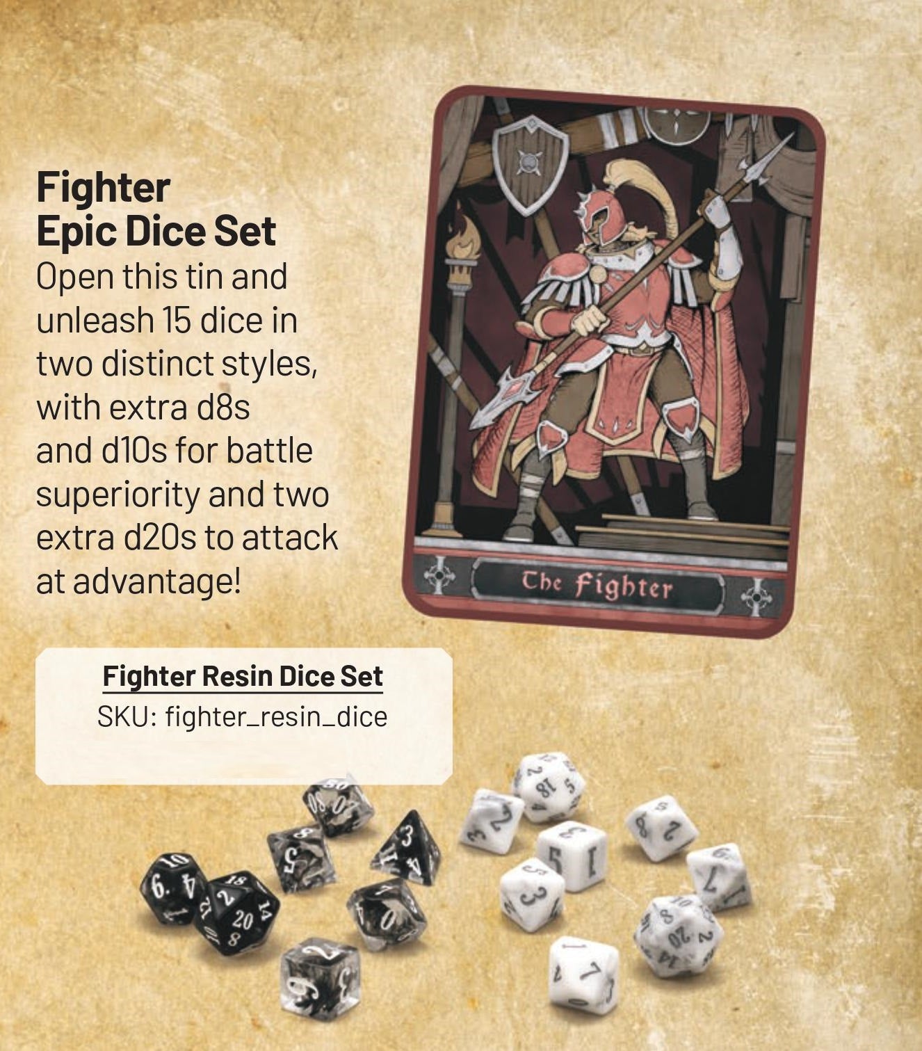 Beadle & Grimm's Fighter EPIC Dice Set & Rolling Tray
