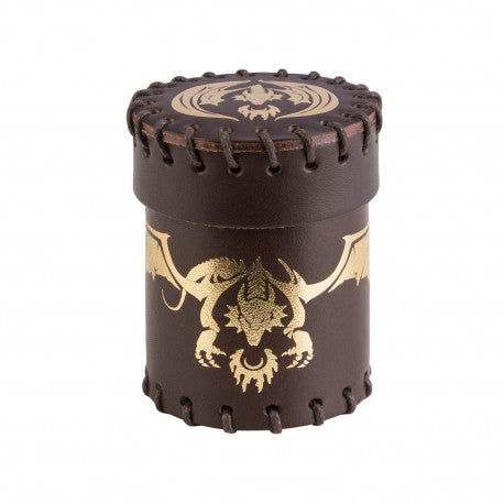 Q Workshop Dragon Brown & Golden Flying Leather Dice Cup