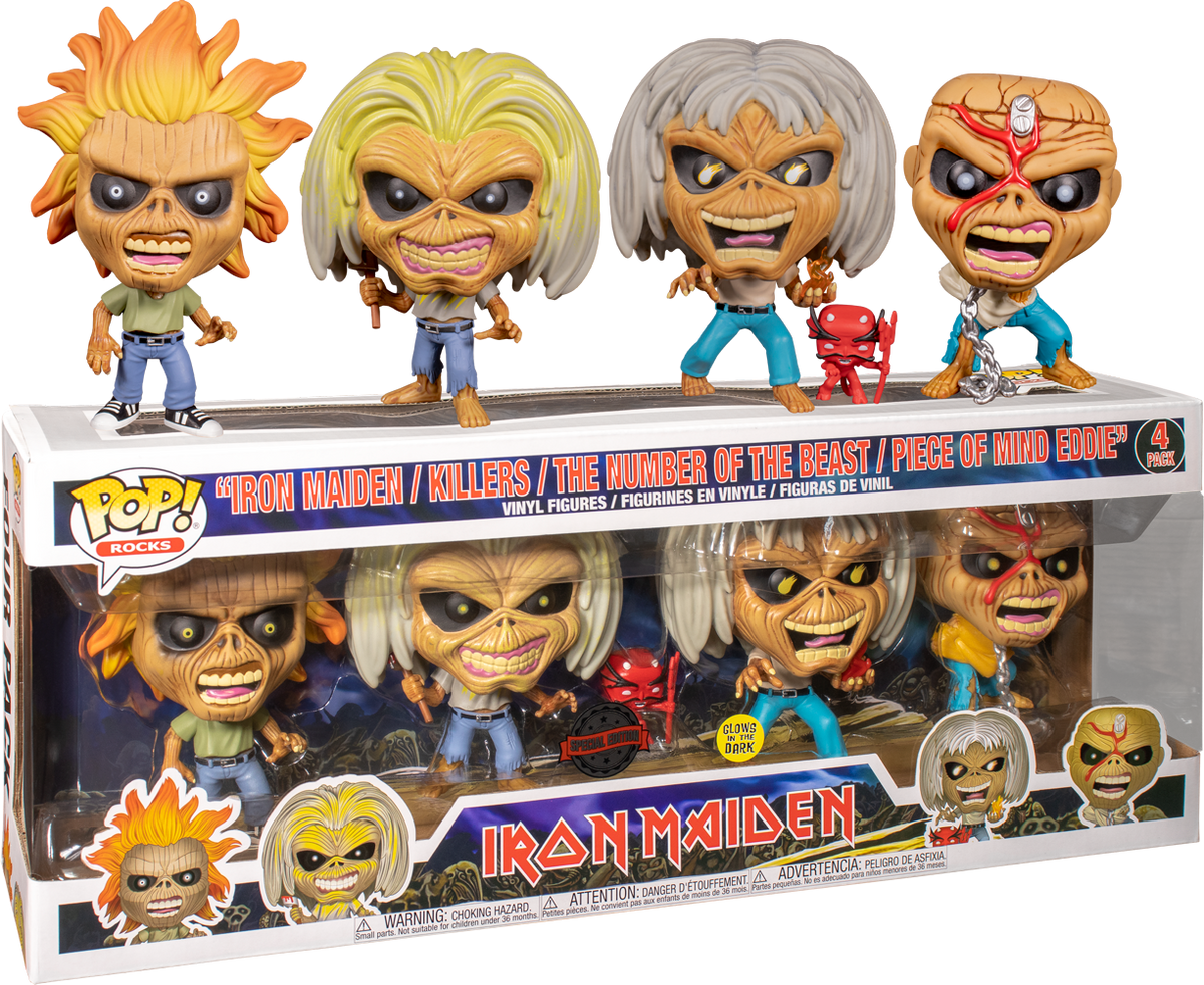 Iron Maiden - Eddie Glow US Exclusive Pop! Vinyl 4-pack - Ozzie Collectables