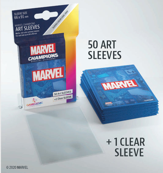 Gamegenic Marvel Champions Art Sleeves - Marvel Blue (66mm x 91mm) (50 Sleeves)