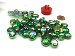 Gaming Stones Crystal Green Iridized Glass Stones (Qty 23-27) in 4" Tube