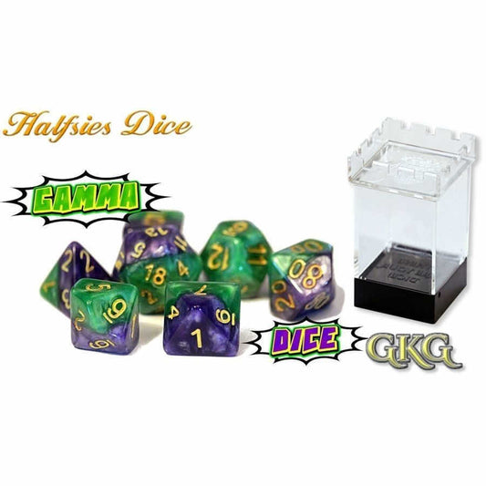 Halfsies Dice Gamma Dice with Upgraded Dice Case - Ozzie Collectables
