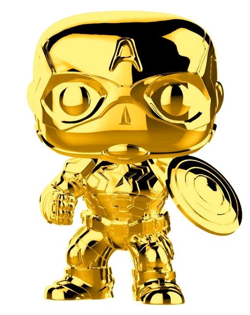 Marvel Studios 10th Anniversary - Captain America Gold Chrome Pop! Vinyl - Ozzie Collectables