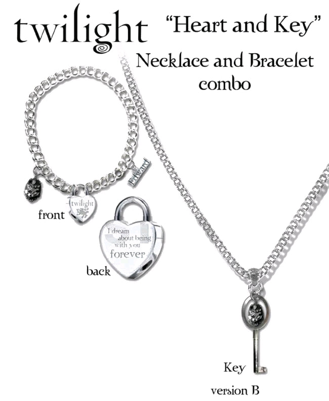 Twilight - Jewellery Heart & Key Necklace/Bracelet - Ozzie Collectables
