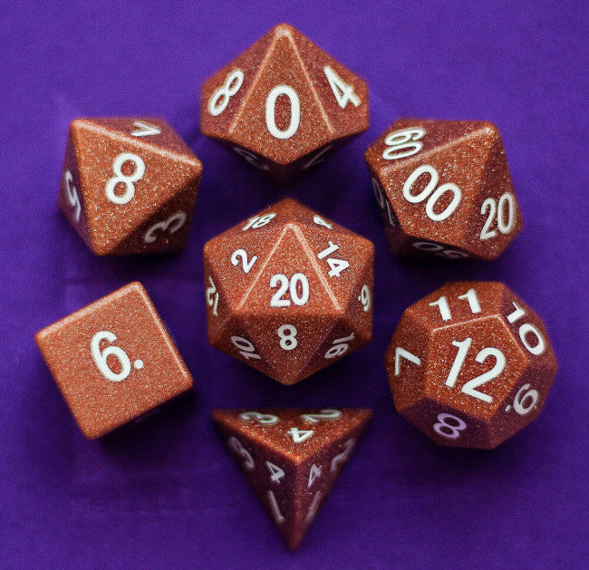 MDG 16mm Polyhedral Dice Set: Goldstone  (TOYFAIR 20% OFF)