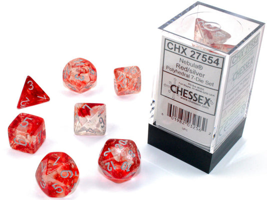 Chessex Polyhedral 7-Die Set Nebula Red/Silver (Luminary Effect)