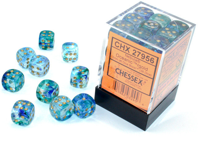 Chessex 12mm D6 Dice Block Nebula Oceanic/Gold (Luminary Effect)