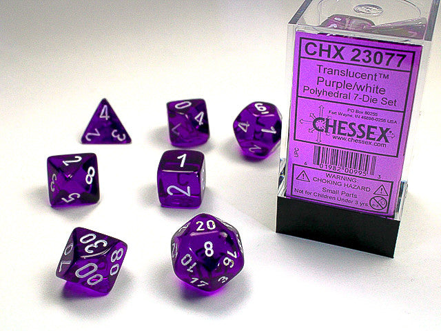 Chessex Polyhedral 7-Die Set Translucent Purple/White