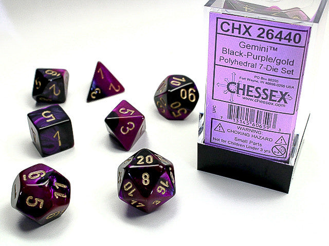 Chessex Polyhedral 7-Die Set Gemini Black-Purple/Gold