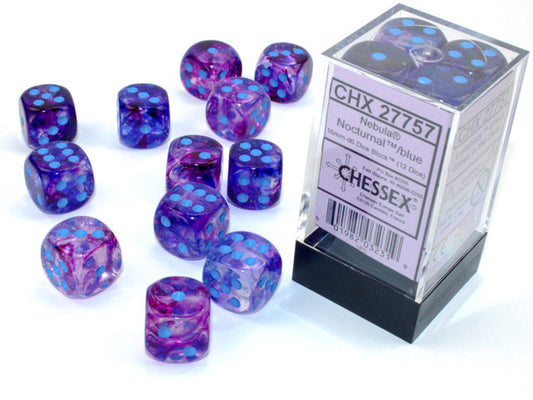 Chessex 16mm D6 Dice Block Nebula Nocturna/Blue (Luminary Effect)