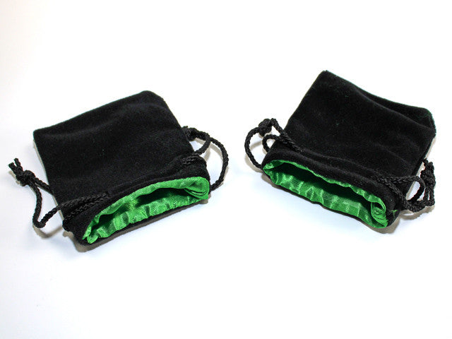 Koplow Small Velvet Dice Bag: Black with Green Lining